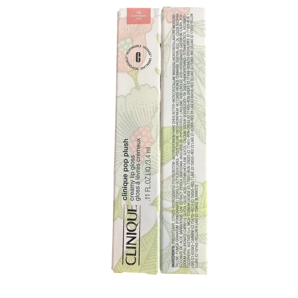 Clinique Pop Plush Creamy Lip Gloss 06 Bubblegum Pop 2 Pack New Boxed